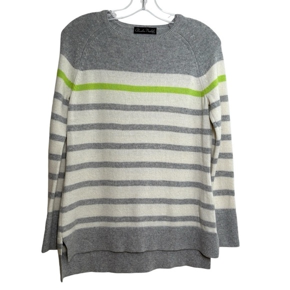 Claudia Nichole Sweaters - CLAUDIA NICHOLE Preppy Minimalist Striped Cashmere Cotton Crewneck Sweater XS
